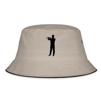 music people flute - Bucket Hat - Khaki/Schwarz - Vorne