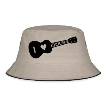 I love UKULELE - Bucket Hat - Khaki/Schwarz - Vorne