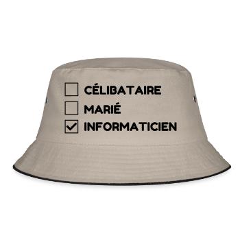 Computer / Informatiker / Aussenseiter / Ingenieur - Bucket Hat - Khaki/Schwarz - Vorne