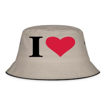 i love - Bucket Hat - Khaki/Schwarz - Vorne