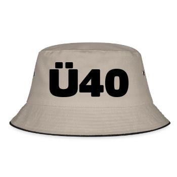 Zum 40. Geburtstag ein Ü40 Shirt - Bucket Hat - Khaki/Schwarz - Vorne