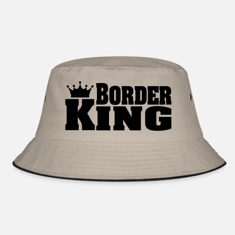 BORDER KING Border Collie Border Terrier - Bucket Hat - Khaki/Schwarz