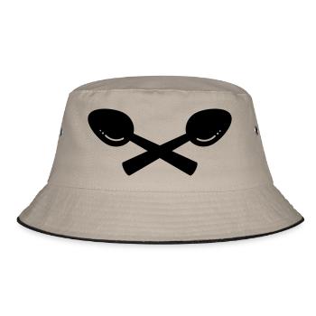 crossed spoons / gekreuzte Löffel (1c) - Bucket Hat - Khaki/Schwarz - Vorne