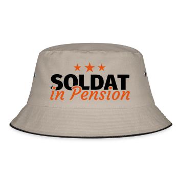 Soldat in Pension Ruhestand Rente - Bucket Hat - Khaki/Schwarz - Vorne