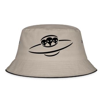 3 alien UFO space ship - Bucket Hat - khaki/black - Front