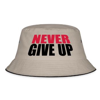durchhalten design logo never give up niemals aufg - Bucket Hat - Khaki/Schwarz - Vorne