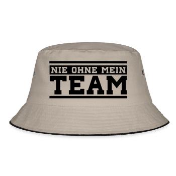 nie_ohne_mein_team_01 - Bucket Hat - Khaki/Schwarz - Vorne
