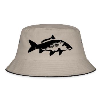 carp fish - Bucket Hat - Khaki/Schwarz - Vorne