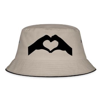 Herz mit zwei Händen - Bucket Hat - Khaki/Schwarz - Vorne