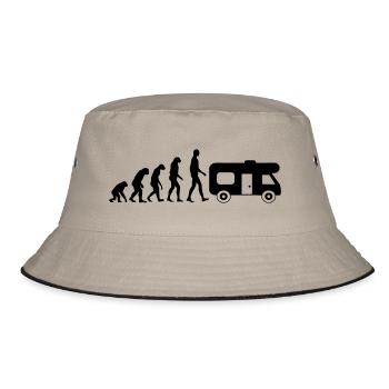 Wohnmobil-Evolution: Vom Mensch zum Camperfan - Bucket Hat - Khaki/Schwarz - Vorne