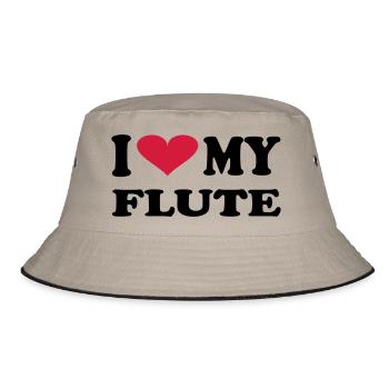 I Love my flute - Bucket Hat - khaki/black - Front