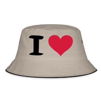 i heart - Bucket Hat - Khaki/Schwarz - Vorne