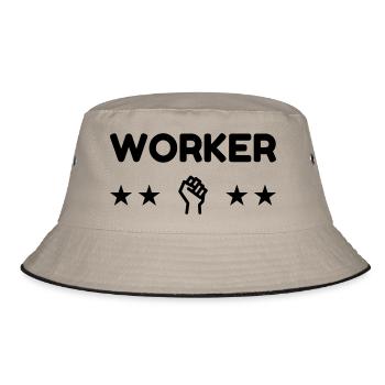 Arbeiter / Fabrik / Arbeit / Job - Bucket Hat - Khaki/Schwarz - Vorne