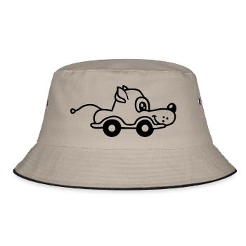 Dog Car Toy Remote Controlled Driving Wheels Cute - Bucket Hat - khaki/black - Front