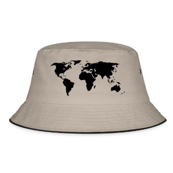 World Map - Bucket Hat - khaki/black - Front