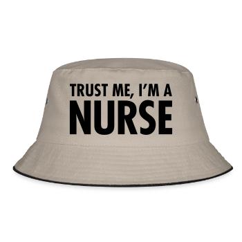 Trust Me, I'm A Nurse - Bucket Hat - Khaki/Schwarz - Vorne