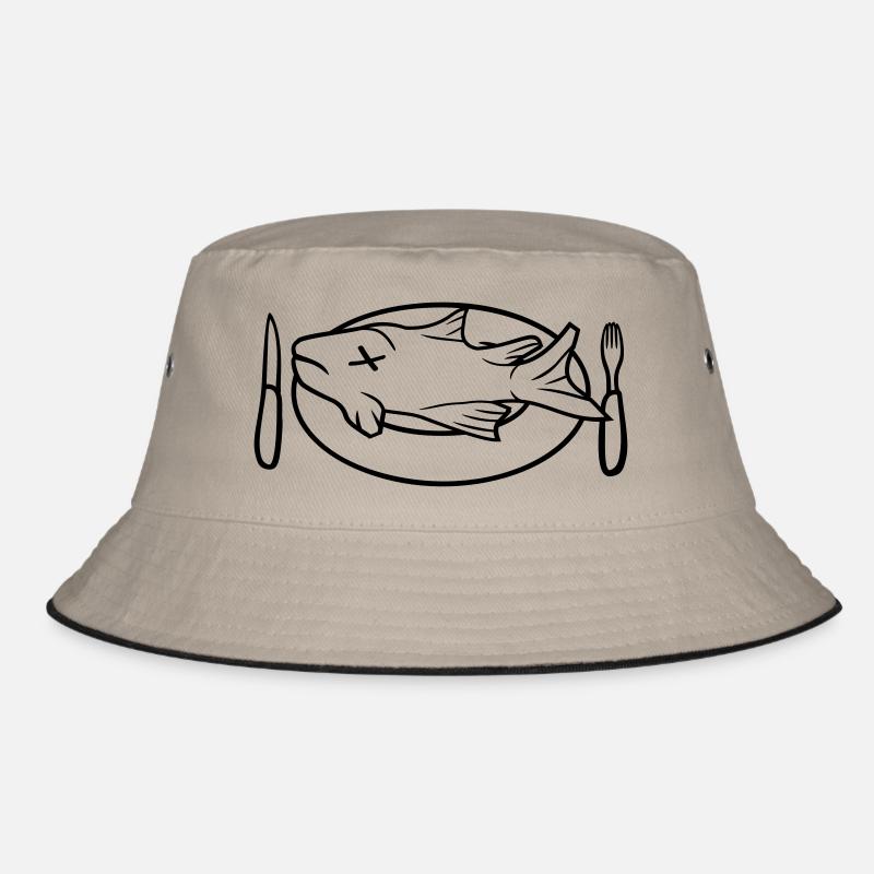 cool teller gabel messer cool fisch schwimmen tauc - Bucket Hat - Khaki/Schwarz