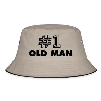 number one old man - Bucket Hat - Khaki/Schwarz - Vorne