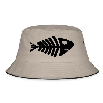 fish skeleton bone tail - Bucket Hat - Khaki/Schwarz - Vorne