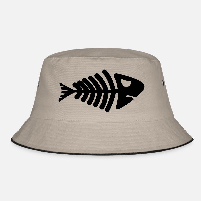 fish skeleton bone tail - Bucket Hat - Khaki/Schwarz