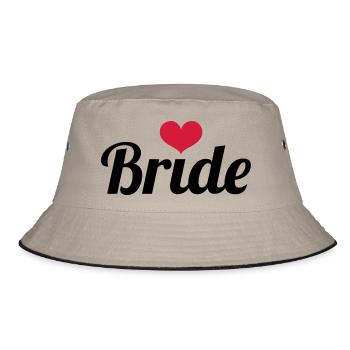 Bride - Wedding - Bucket Hat - Khaki/Schwarz - Vorne