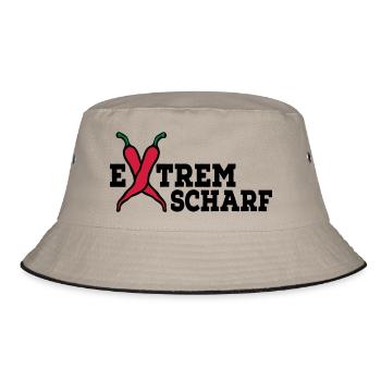 extrem scharf - Bucket Hat - Khaki/Schwarz - Vorne
