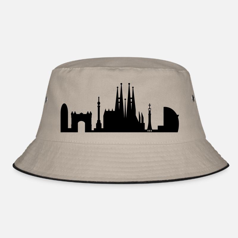 Barcelona Skyline Spanien - Bucket Hat - Khaki/Schwarz