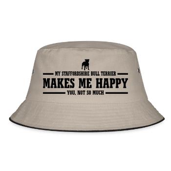 STAFFORDSHIRE BULL TERRIER makes me happy - Bucket Hat - khaki/black - Front