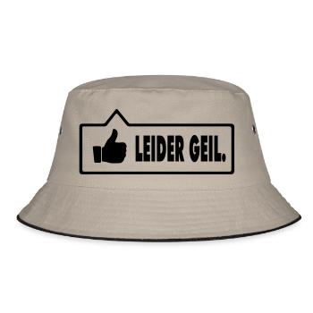 Leider Geil - Bucket Hat - Khaki/Schwarz - Vorne