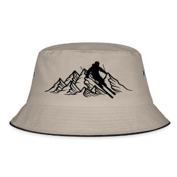 logo berge ski fahren runter berg winter sport spa - Bucket Hat - Khaki/Schwarz - Vorne