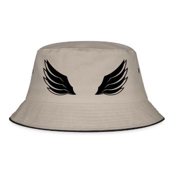 fliegen fluegel design logo federn cool engel deko - Bucket Hat - Khaki/Schwarz - Vorne