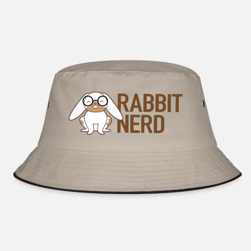 Rabbit nerd with white and brown rabbit Bucket Hat