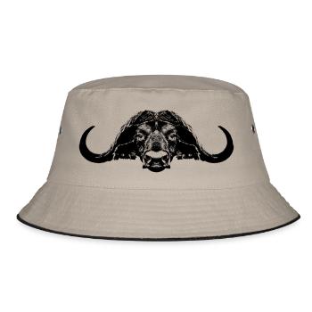 Buffalo / Cape Buffalo / Bull - Bucket Hat - khaki/black - Front