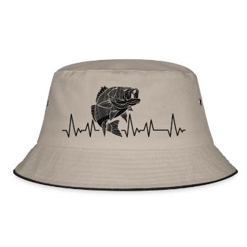Angler Spruch Fischen Fischer Geschenksidee - Bucket Hat - Khaki/Schwarz - Vorne