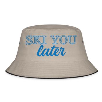 Ski You Later – Lustiger Ski Spruch - Bucket Hat - Khaki/Schwarz - Vorne