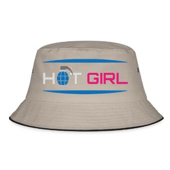 Heiße sexy Girl Power - Bucket Hat - Khaki/Schwarz - Vorne