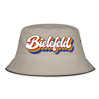 Bielefeld - Regenbogen Schrift - Deutschalnd - Bucket Hat - Khaki/Schwarz - Vorne