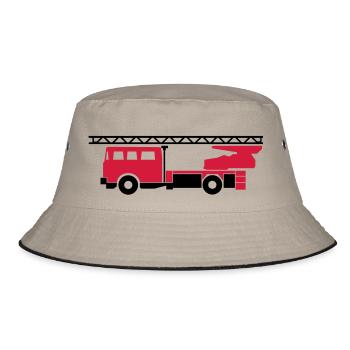 Feuerwehrauto (fire engine) - Bucket Hat - Khaki/Schwarz - Vorne