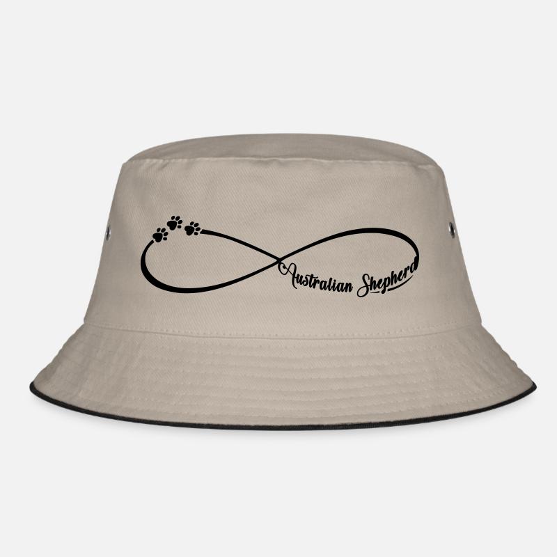 Australian Shepherd Hundeliebe Infinity Unendlich - Bucket Hat - Khaki/Schwarz