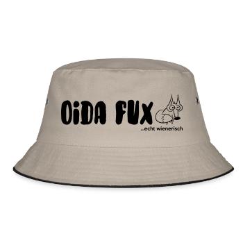 oida fux... echt wienerisch - Bucket Hat - Khaki/Schwarz - Vorne