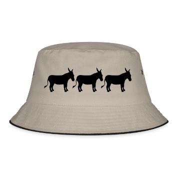 3 friends crew party row donkey horse pony small p - Bucket Hat - khaki/black - Front