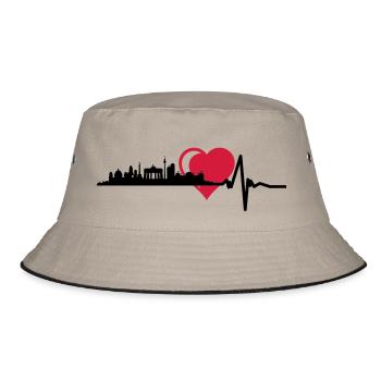 Berlin Skyline Zentral Herz Puls - Bucket Hat - Khaki/Schwarz - Vorne