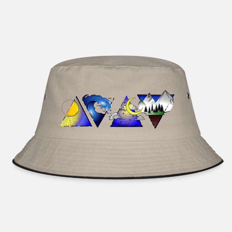 vier Elemente farbig quer Bucket Hat