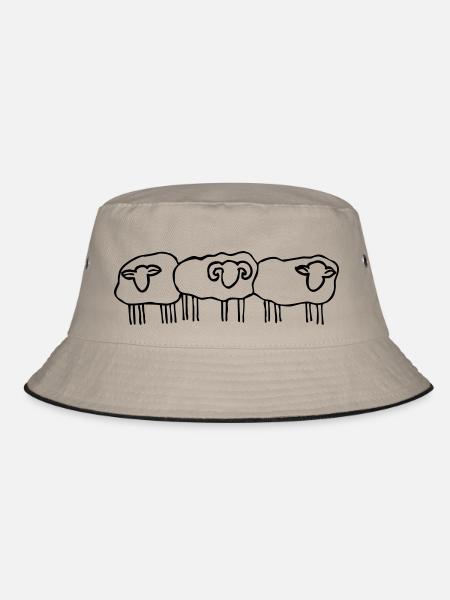 Schafe Schafherde - Bucket Hat - Khaki/Schwarz - Vorne