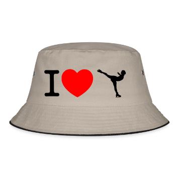 Ich liebe Eislauf - Eiskunstlauf - Bucket Hat - Khaki/Schwarz - Vorne