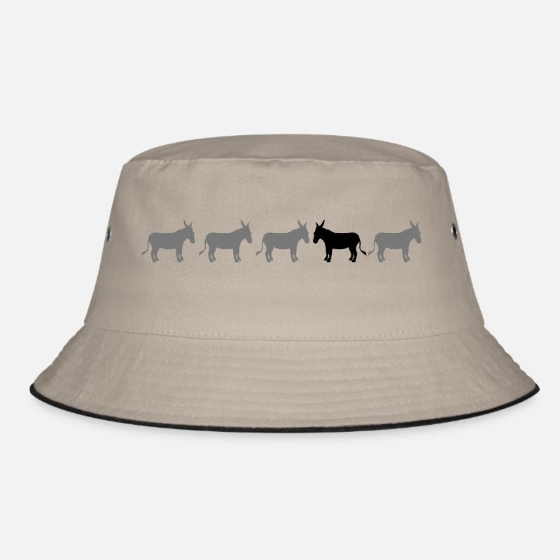 anders be different esel pferd pony klein packesel - Bucket Hat - Khaki/Schwarz