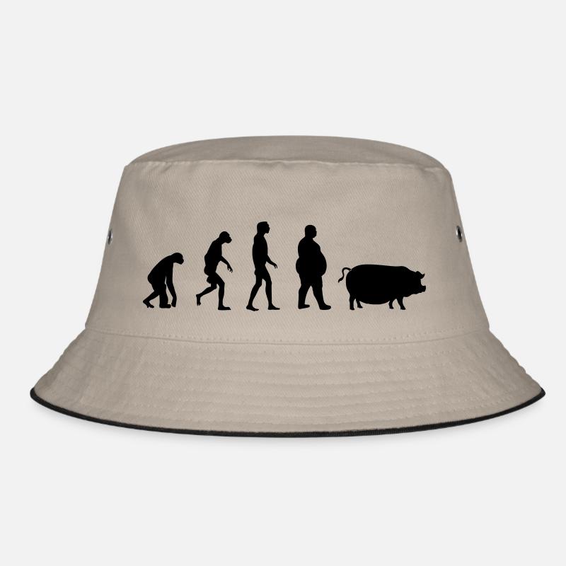 Evolution from ape to man to pig Bucket Hat
