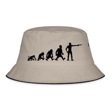 Zeichnen Evolution Spaß Sport Schießen Pistole Hum - Bucket Hat - Khaki/Schwarz - Vorne