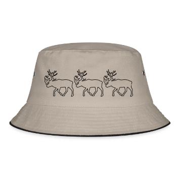 Caribou - Reindeer- xmas - Bucket Hat - khaki/black - Front