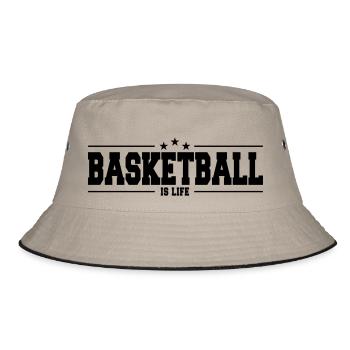 basketball is life 1 - Bucket Hat - Khaki/Schwarz - Vorne